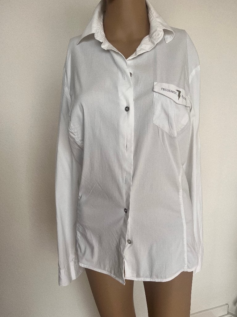 wit blousje van Trussardi maat 40 zgan, Kleding | Dames, Maat 38/40 (M), Wit, Ophalen of Verzenden, Zo goed als nieuw
