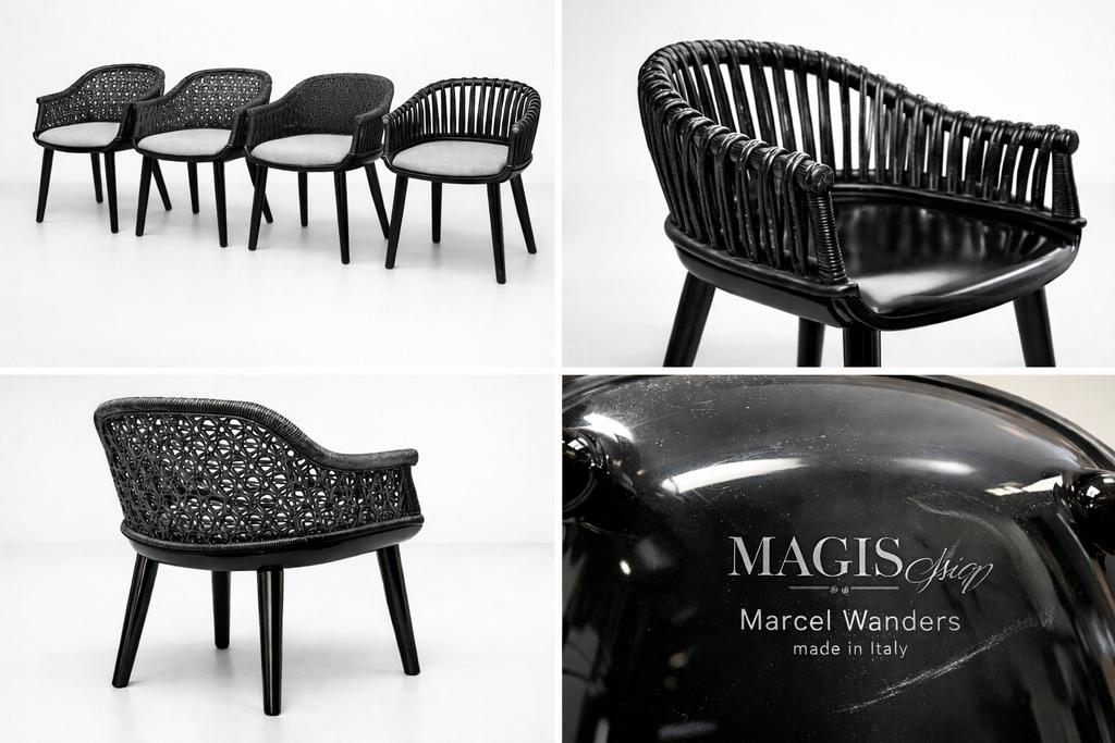 Marcel Wanders Magis Cyborg stoelen - 4 stuks gebruikt, Huis en Inrichting, Stoelen, Ophalen, Kunststof, Gebruikt, Zwart