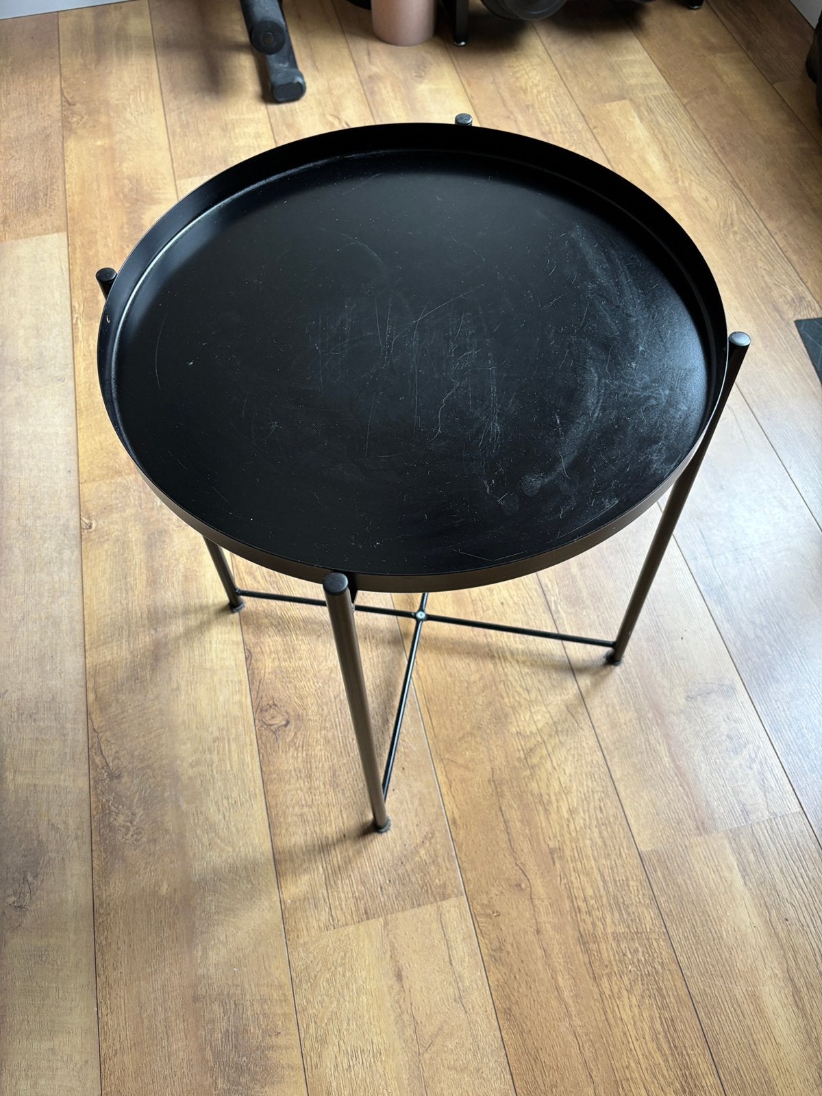 Ikea Gladom bijzettafel zwart rond, Minder dan 55 cm, Gebruikt, Rond, Ophalen
