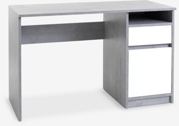 Bureau 54x120 wit/betonkleur, Ophalen, Met lades, 120 cm, Hout