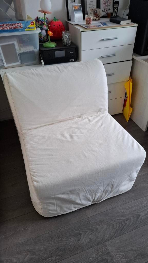 Ikea Lycksele Lovas slaapfauteuil met 2 hoezen, Ophalen, Gebruikt, Eenpersoons, 190 cm of minder