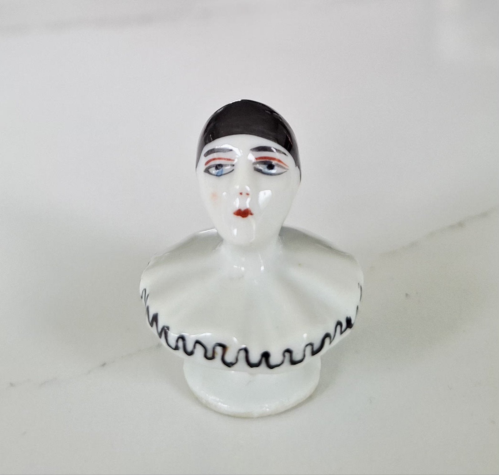 Vintage Pierrot Hoofdje van porselein - half doll -, Antiek en Kunst, Ophalen of Verzenden