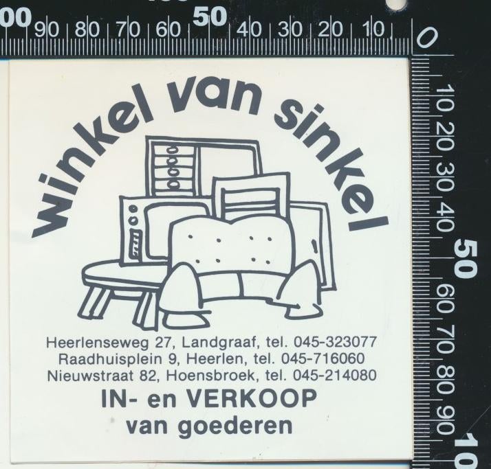 Sticker: Winkel van Sinkel  Landgraaf- Heerlen  Hoensbroek, Ophalen of Verzenden, Zo goed als nieuw, Bedrijf of Vereniging