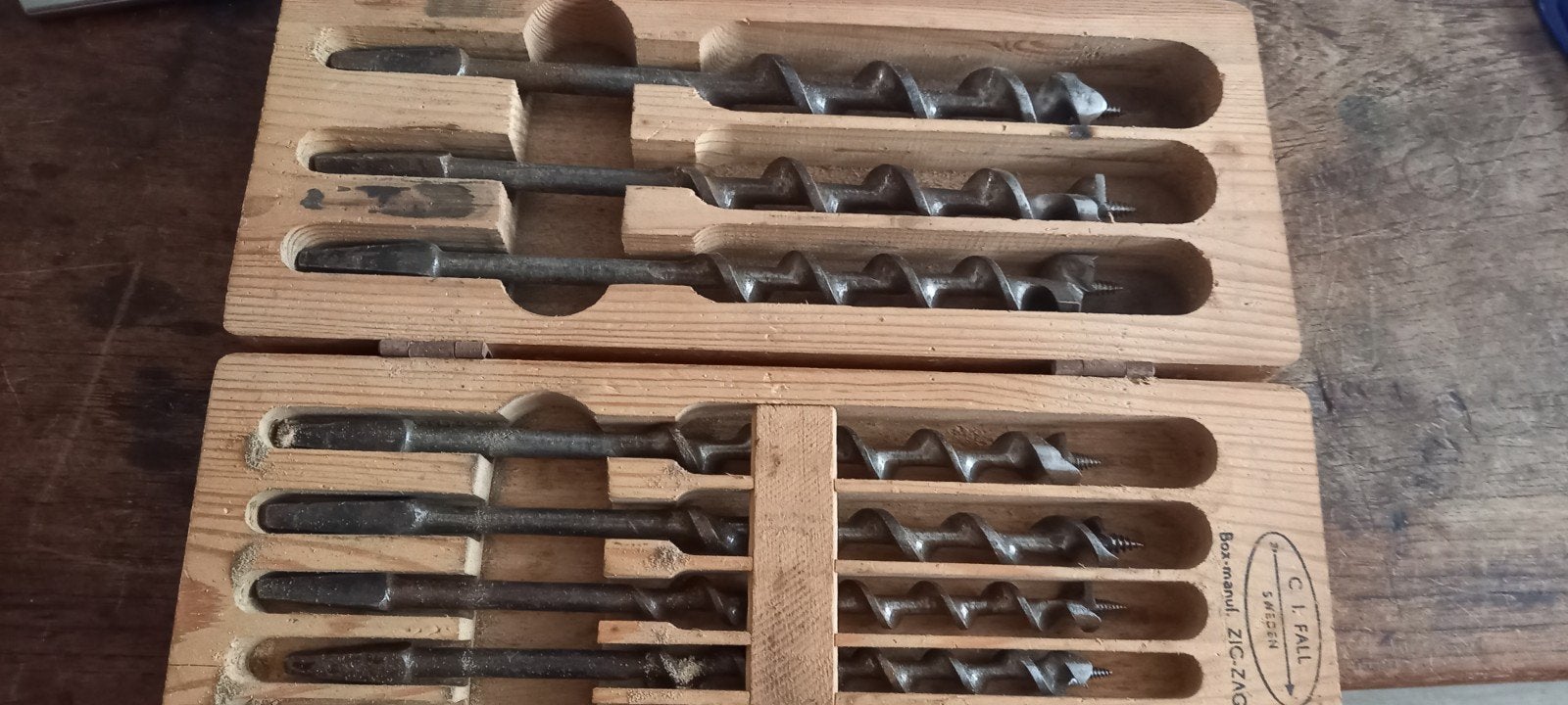 vintage set houtboren C.I. Fall Zweden, Ophalen of Verzenden