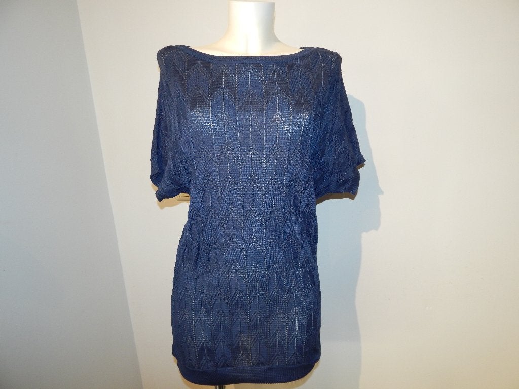 Missoni nacht blauw top tuniek aztec motief verweven I42, Zo goed als nieuw, Missoni, Maat 36 (S), Verzenden