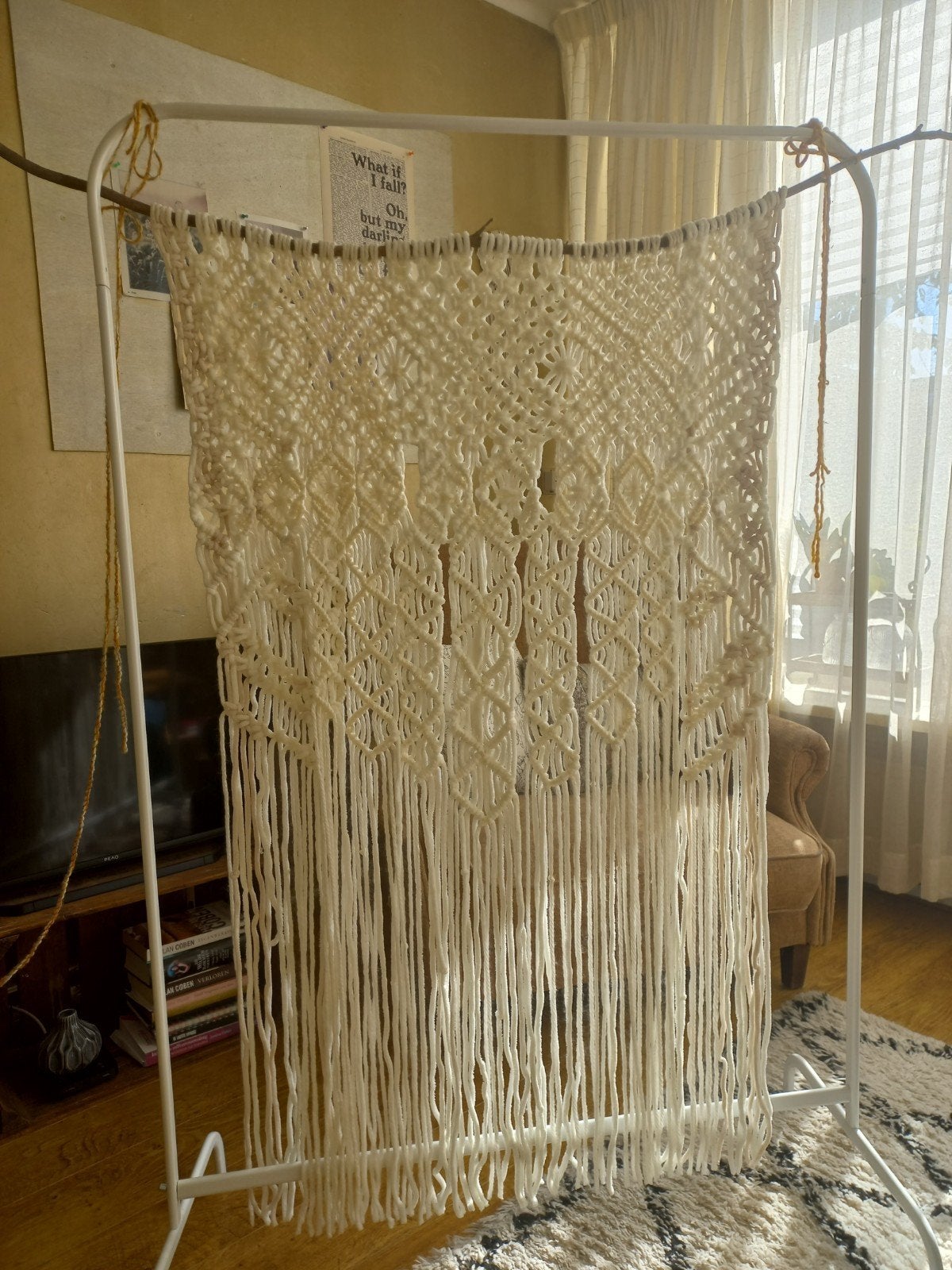 Handgemaakt Macrame Wandkleed - Boho Stijl, Huis en Inrichting, Gebruikt, Boho, Handgemaakt, Ophalen