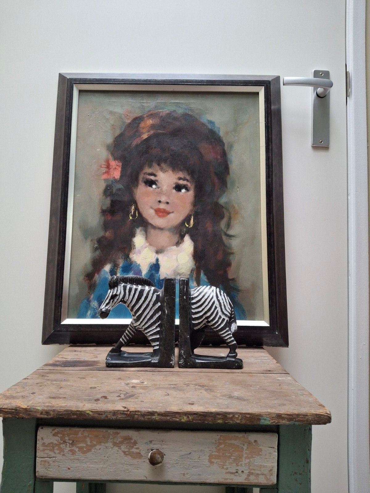 Vintage marmeren boekensteunen met zebra design, Antiek en Kunst, Curiosa en Brocante, Ophalen of Verzenden