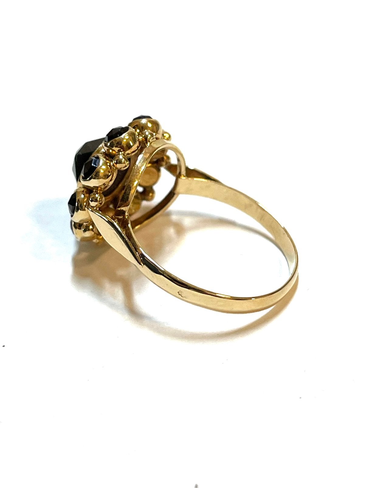 14k gouden ring met granaatstenen, 18 tot 19, -, -, Ophalen of Verzenden