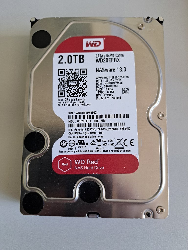 WD Red 2TB, Nasware 3.0, Intern, 2TB, Gebruikt, Desktop