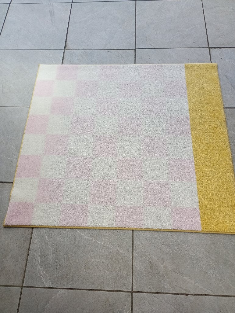 Kleed roze met wit en geel, Huis en Inrichting, Ophalen, Gebruikt, Vierkant, Geel