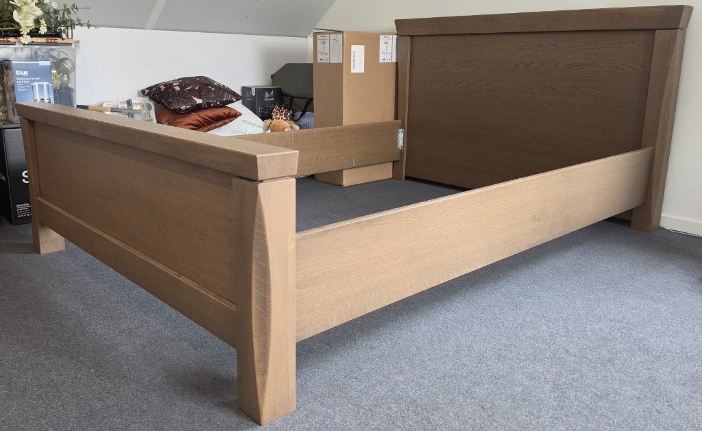 Mooi eiken 2 persoons bedframe, Ophalen, Gebruikt, Bruin, Modern rustiek/landelijk