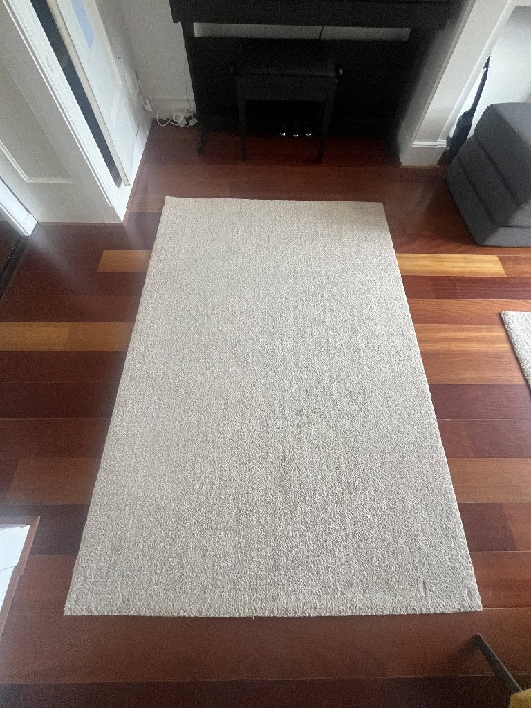 Ikea STOENSE Vloerkleed Rug, off-white, 133x195 cm, Ophalen, 100 tot 150 cm, Wit, Zo goed als nieuw