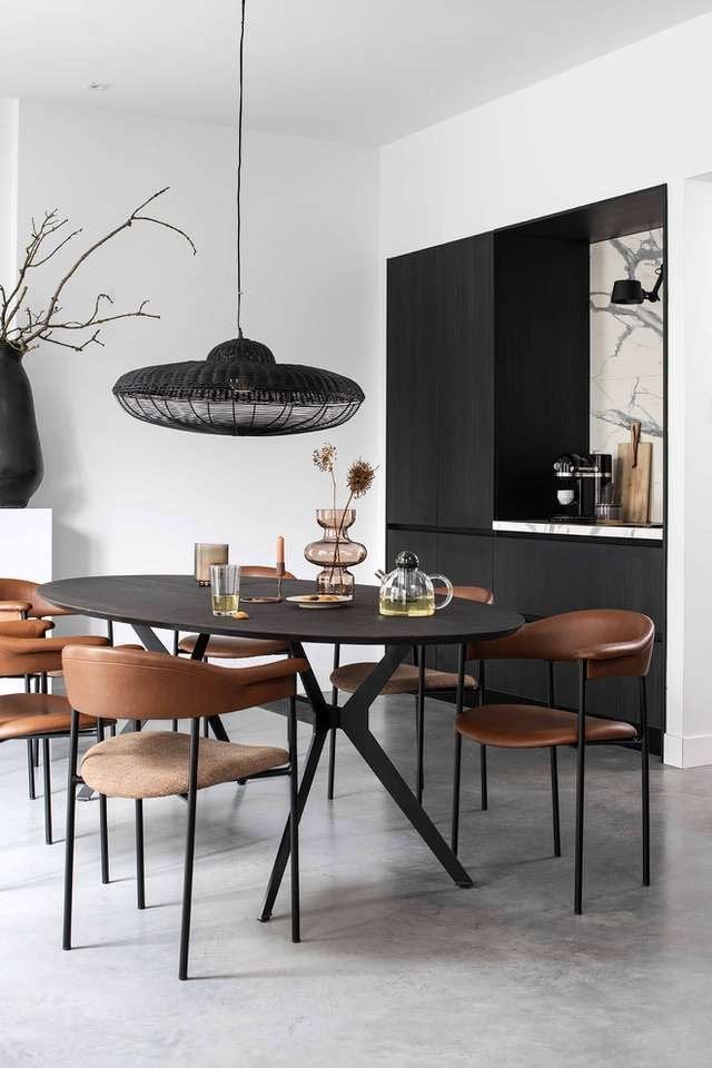 Bodilson hanglamp Kodi, zwart metaal met rotan Ø80cm, Nieuw, Bodilson, Industrial, Tijdloos, Modern, Metaal