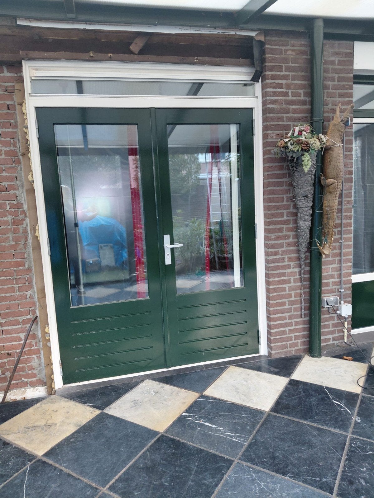 Dubbele tuindeur inclusief hor, Ophalen, Gebruikt, Deurkozijn, 150 tot 225 cm