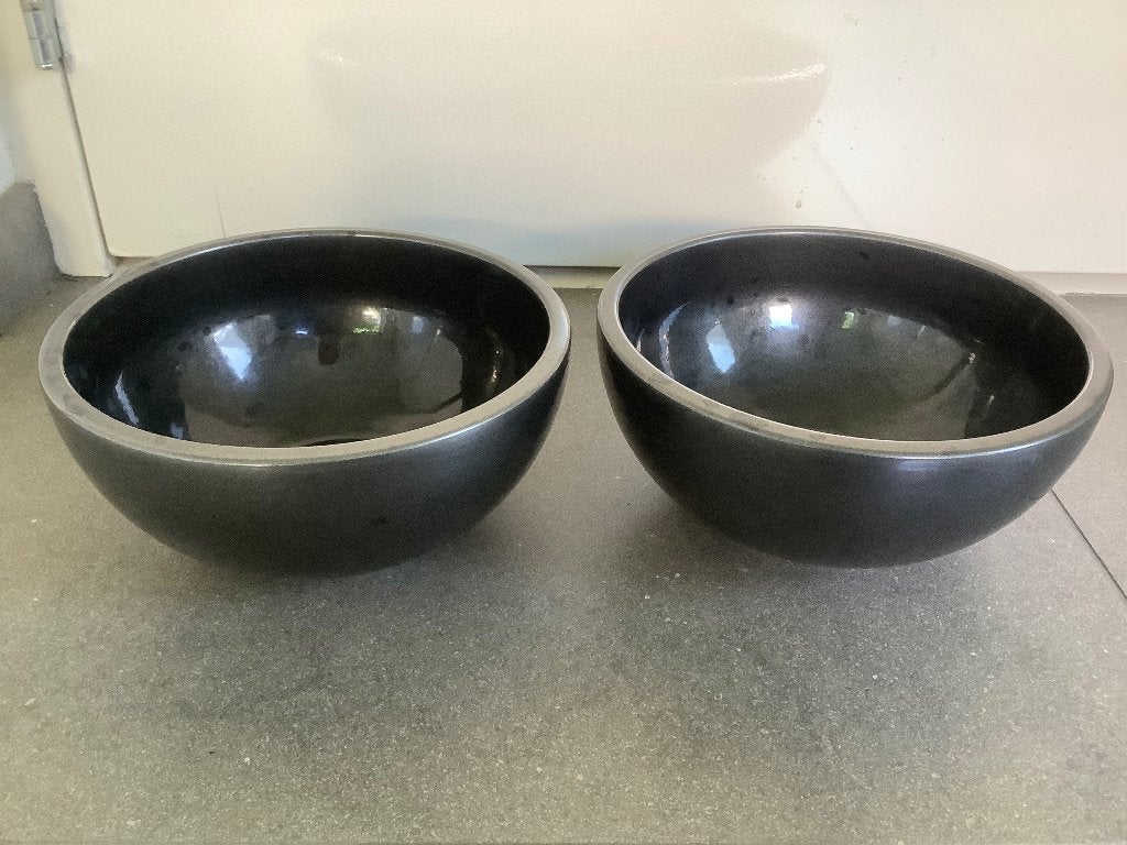 2 Donker zilver bloempotten 22 cm doorsnee, Tuin en Terras, Ophalen, Gebruikt, Rond, Binnen