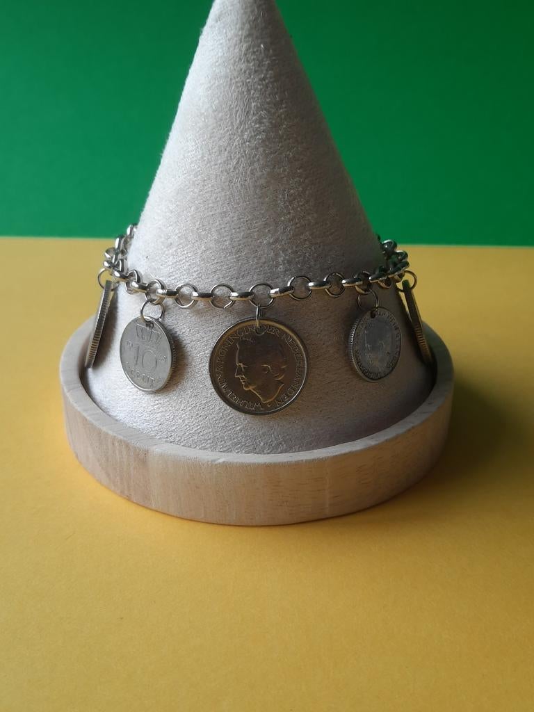Wilhelmina Kwartjes en Dubbeltjes Armband, Sieraden, Tassen en Uiterlijk, Armbanden, Ophalen of Verzenden, Zo goed als nieuw, Zilver