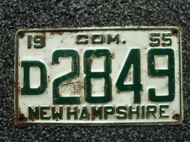 Kentekenplaat licenseplate New Hampshire 1955 USA, Verzenden, Gebruikt, Auto's