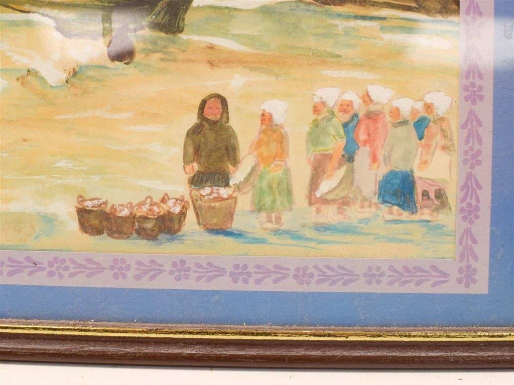 ingelijste prent/poster van vissersschepen 53896, Ophalen of Verzenden, Gebruikt, Minder dan 50 cm, Schilderij