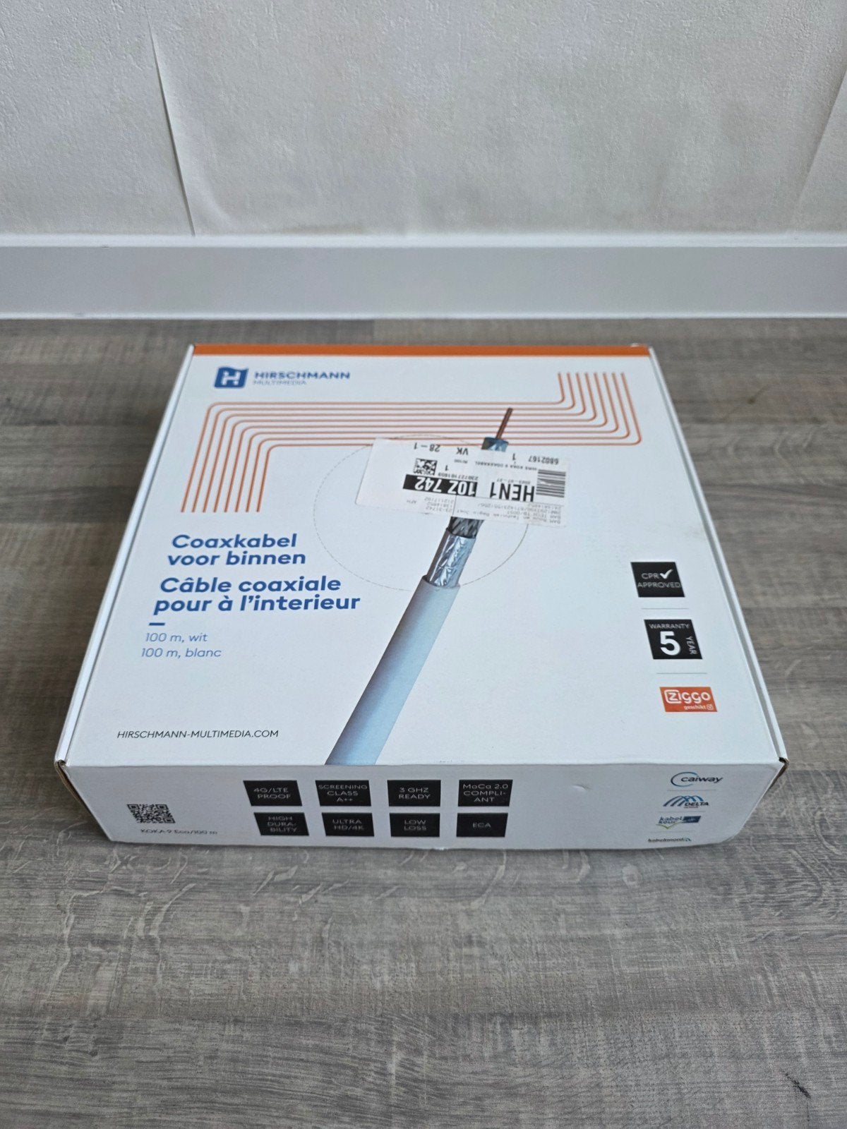 Hirschmann Coaxkabel voor binnen - 100m wit, Ophalen of Verzenden, Nieuw, 10 meter of meer, Coaxiale kabel