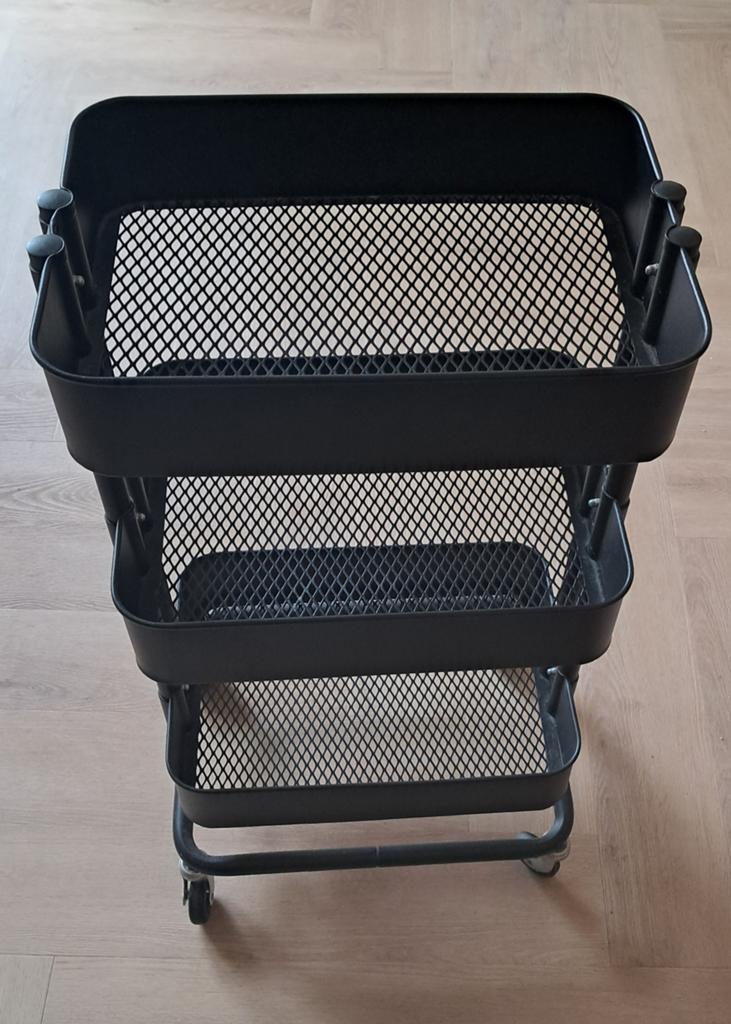 Ikea RÅSKOG roltafel / trolley op wieltjes, zwart, Ophalen, Gebruikt, Zwart, Metaal