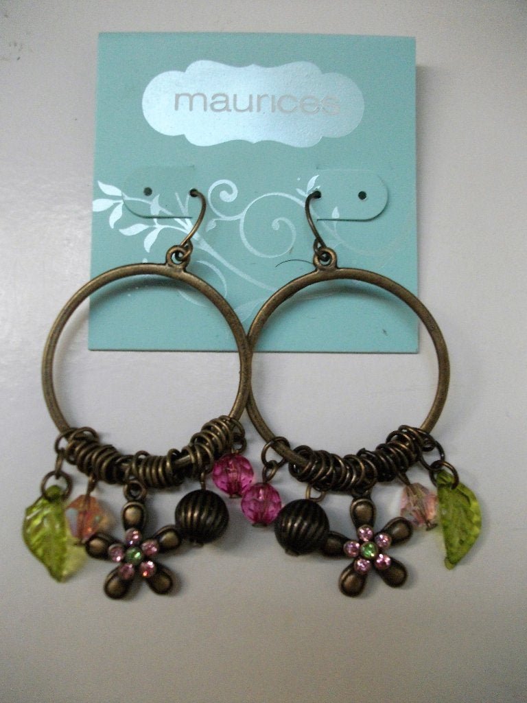 Maurices bronskleurige bedeltjes ring hang oorbellen, Overige materialen, Hangers, Overige kleuren, Nieuw