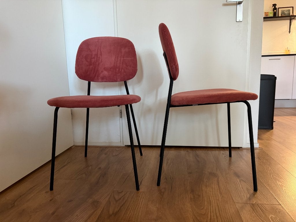 Eetkamerstoelen rib stof 2 stuks, Ophalen, Metaal, Twee, Overige kleuren