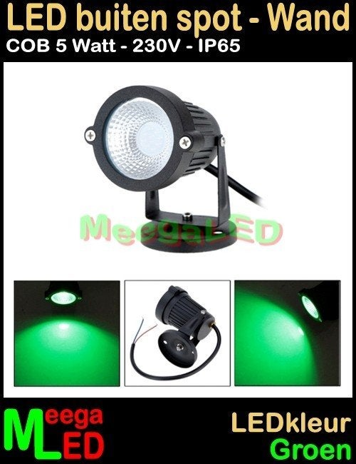 LED tuin lamp spot wandlamp tuinspot ledspot 5W 230V Groen A, Huis en Inrichting, Lampen | Spots, Kunststof, Overige merken, Nieuw