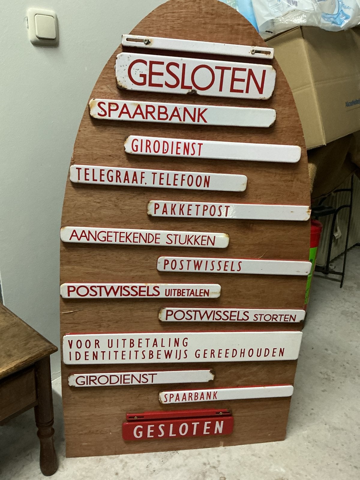 Vintage Postkantoor Gesloten/Open Bord - Jaren '50/'60, Ophalen