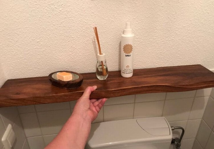 Handgemaakte teak hout zwevende bevestiging 81cm, Huis en Inrichting, Woonaccessoires | Wandplanken en Boekenplanken, Ophalen of Verzenden