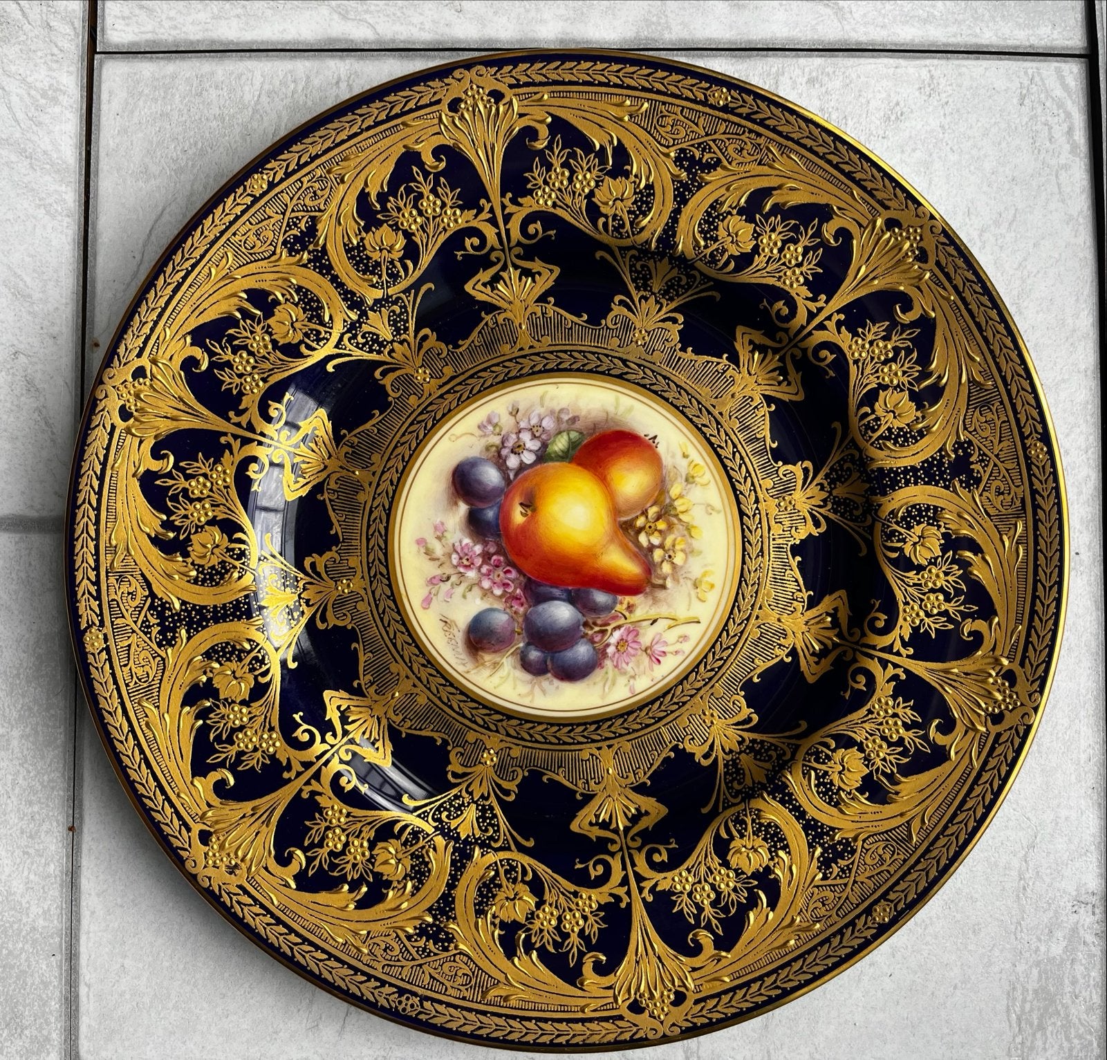 Prachtig Royal Worcester Handbeschilderd Kabinetbord ( 1962), Antiek en Kunst, Ophalen