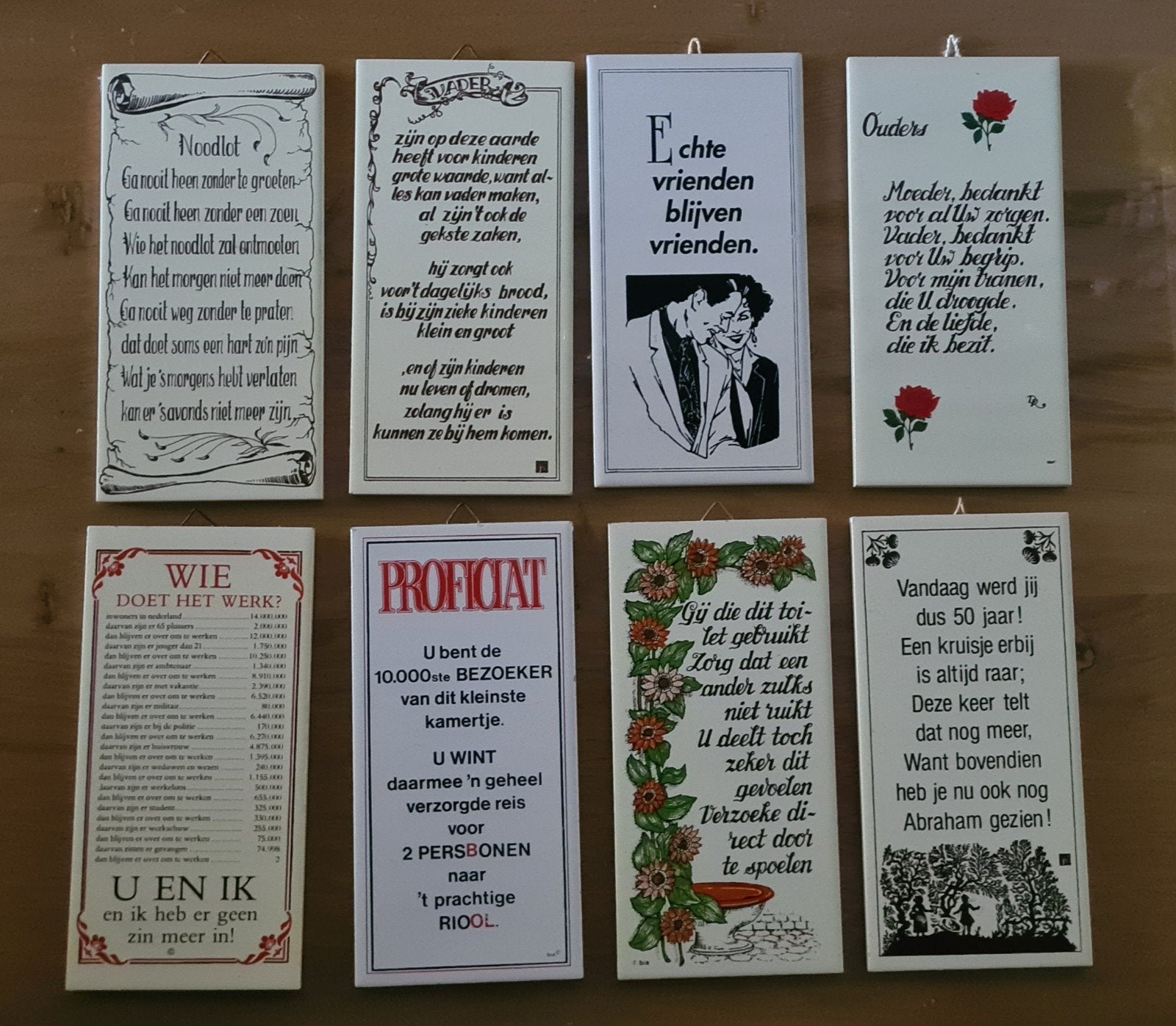 Oude spreuk tegels met spreuken - Diverse designen en maten, Antiek en Kunst, Antiek | Wandborden en Tegels, Ophalen