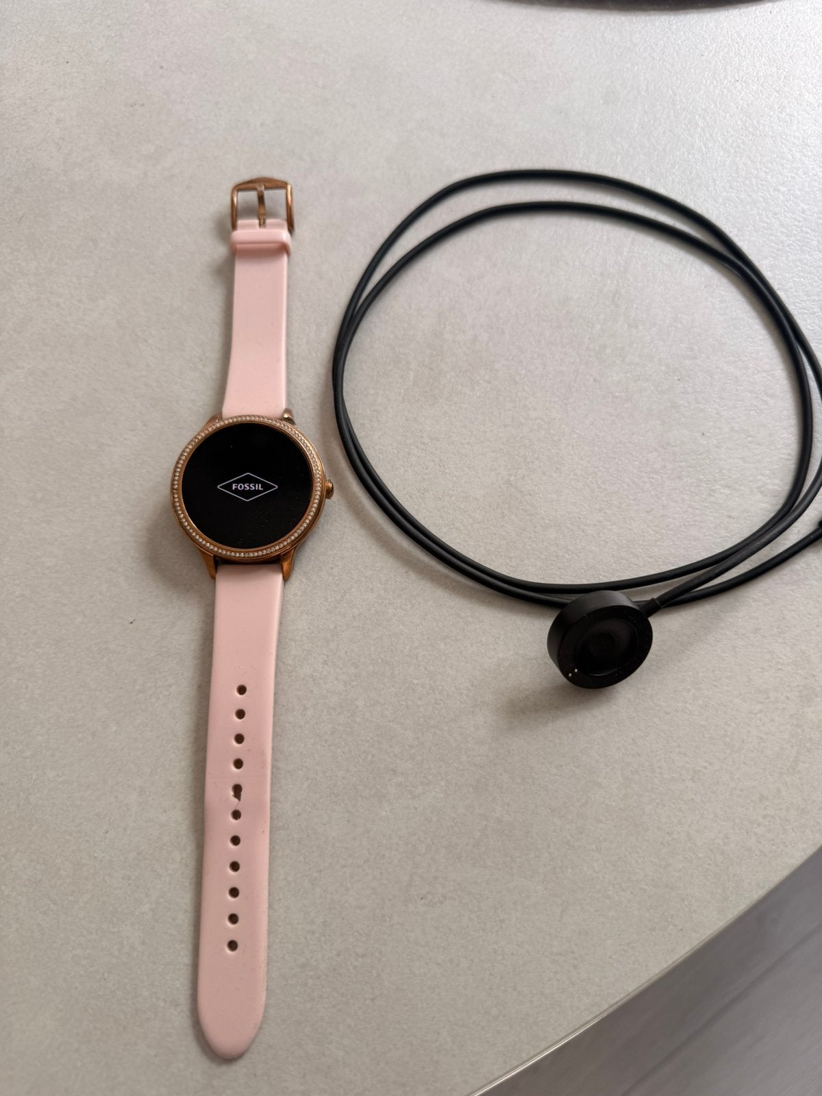 Fossil 5e goud dames smart watch met oplader, Ophalen of Verzenden, Zo goed als nieuw, Zwart, Android