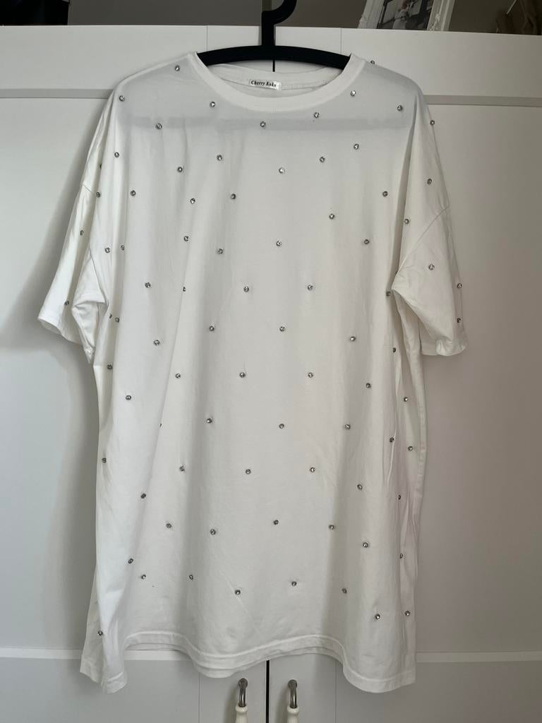 * Nieuw* Cherry Koko wit shirt strass steentjes, Wit, Nieuw, Ophalen of Verzenden, Korte mouw