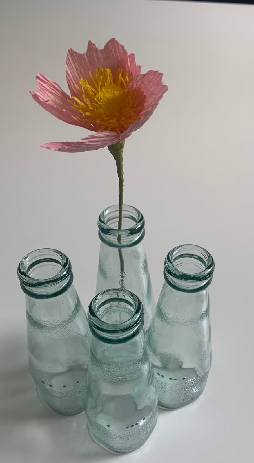 Leuke kleine bloemvaasjes/ flesjes, Overige kleuren, Ophalen of Verzenden, Minder dan 50 cm, Glas