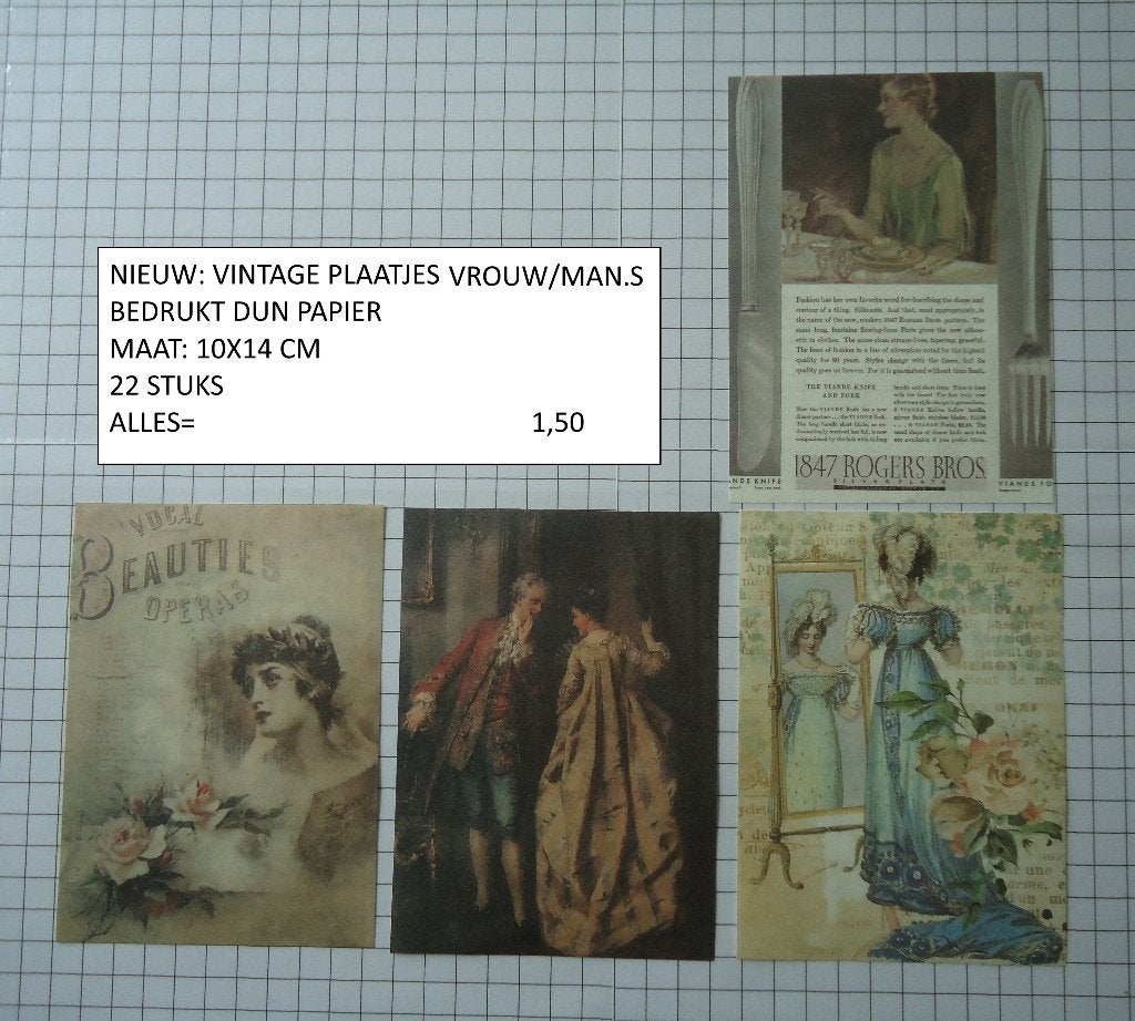 vintage plaatjes vrouw/man set S ( 22 st ) alleen verzenden, Hobby en Vrije tijd, Ophalen, Nieuw, Papier of Karton, Overige merken