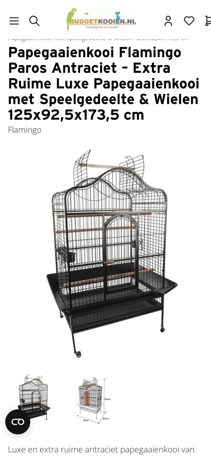 Papegaaienkooi, Ophalen, Zo goed als nieuw, Metaal, Vogelkooi