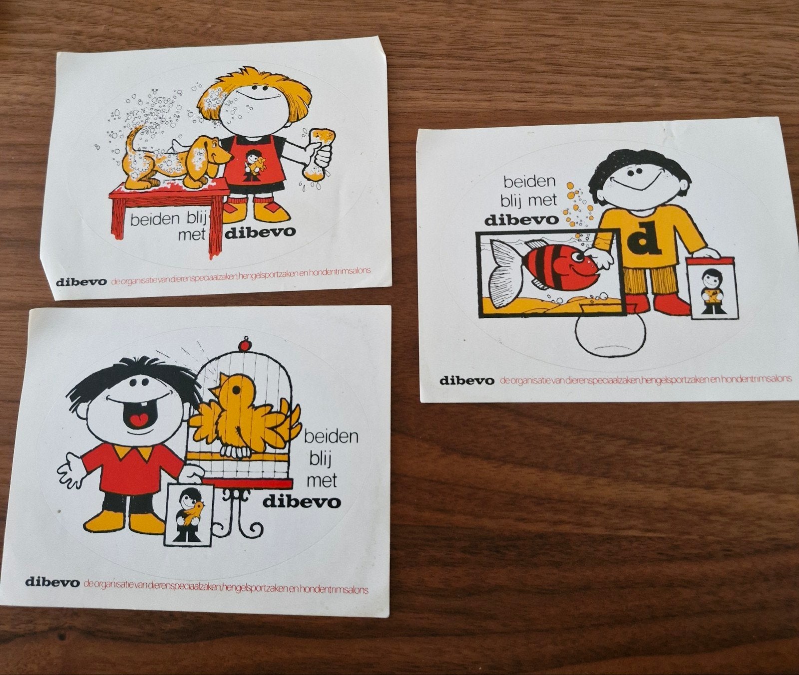 458 Vintage Dibevo Stickers - Set van 3, Ophalen of Verzenden, Gebruikt, Meerdere stickers