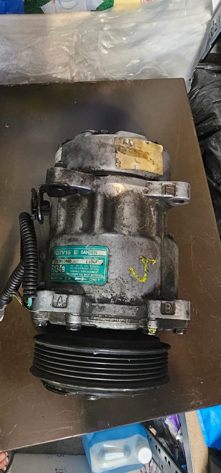 Gebruikte Sanden SD7V16 airco compressor, Ophalen of Verzenden, Peugeot