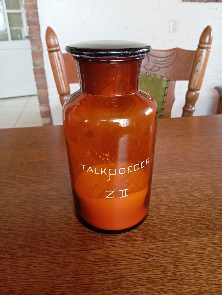 Antieke Apothekerspot Talkpoeder origineel glas, Ophalen of Verzenden