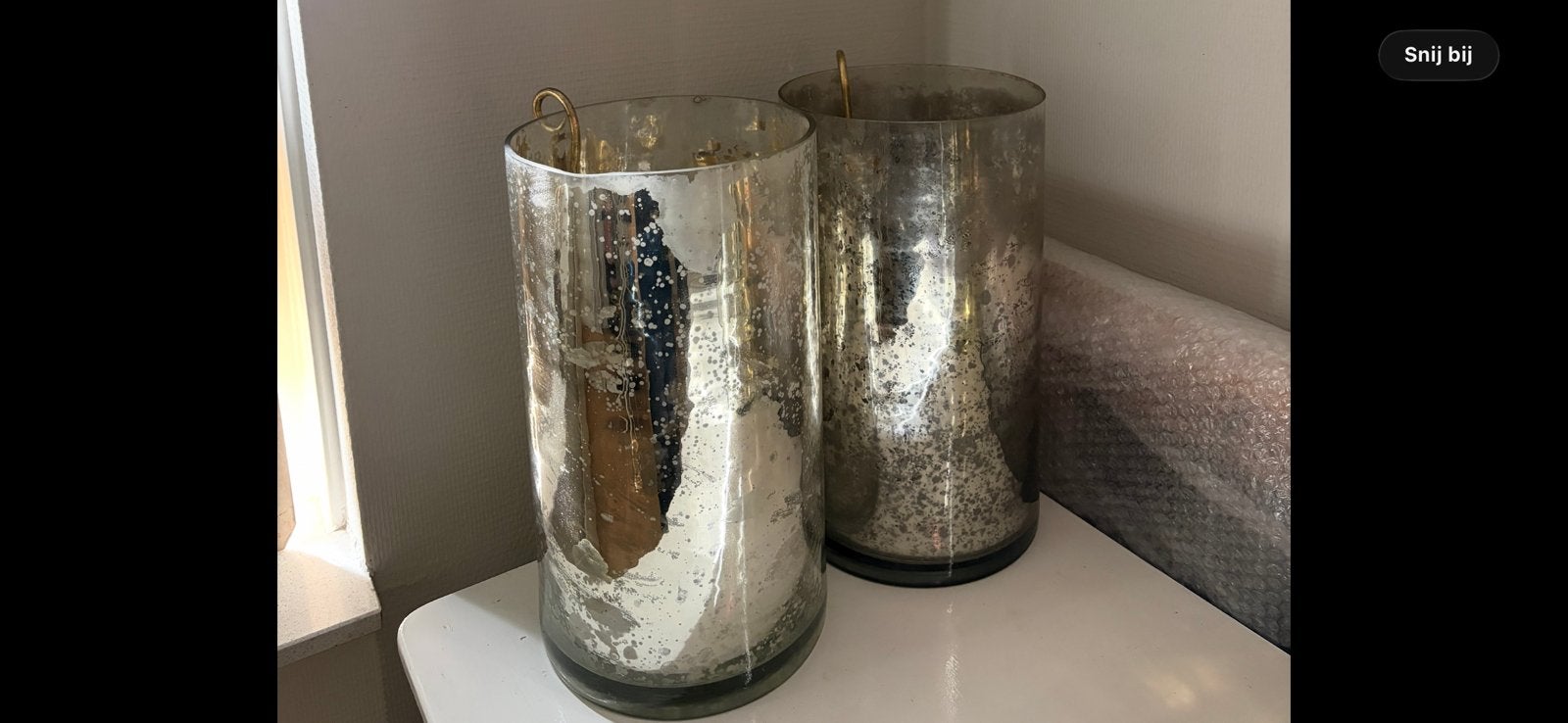 Grote Windlichten armeluis zilver met waxinelichtje, Ophalen, Windlicht, Rivièra Maison, Zo goed als nieuw