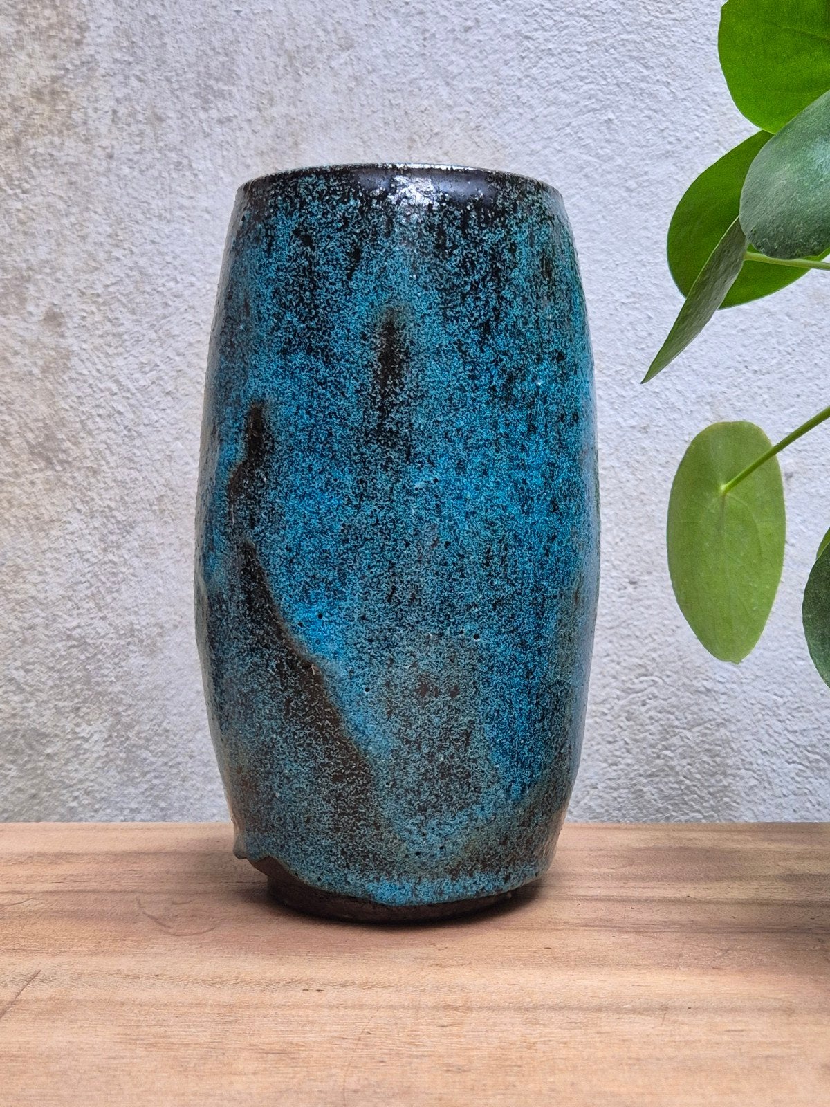 Vintage Pieter Groeneveldt 'Fat Lava' Keramiek Blauwe Vaas., Ophalen of Verzenden
