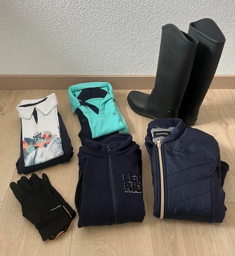 Fouganza paardrij kleding maat 141-150 + laarzen, Dieren en Toebehoren, Paardrijkleding, Kinderen, Dressuur, Overige typen, Ophalen of Verzenden