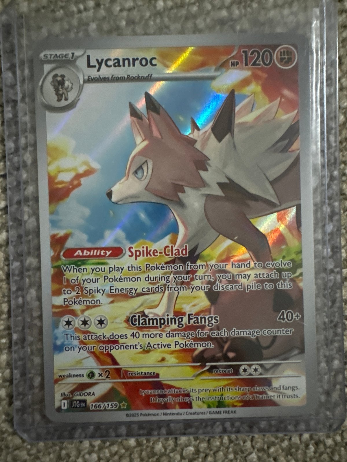 Lycanroc JTG 166/159 Pokémon kaart - Zo goed als nieuw, Ophalen of Verzenden, Zo goed als nieuw, Losse kaart, Foil