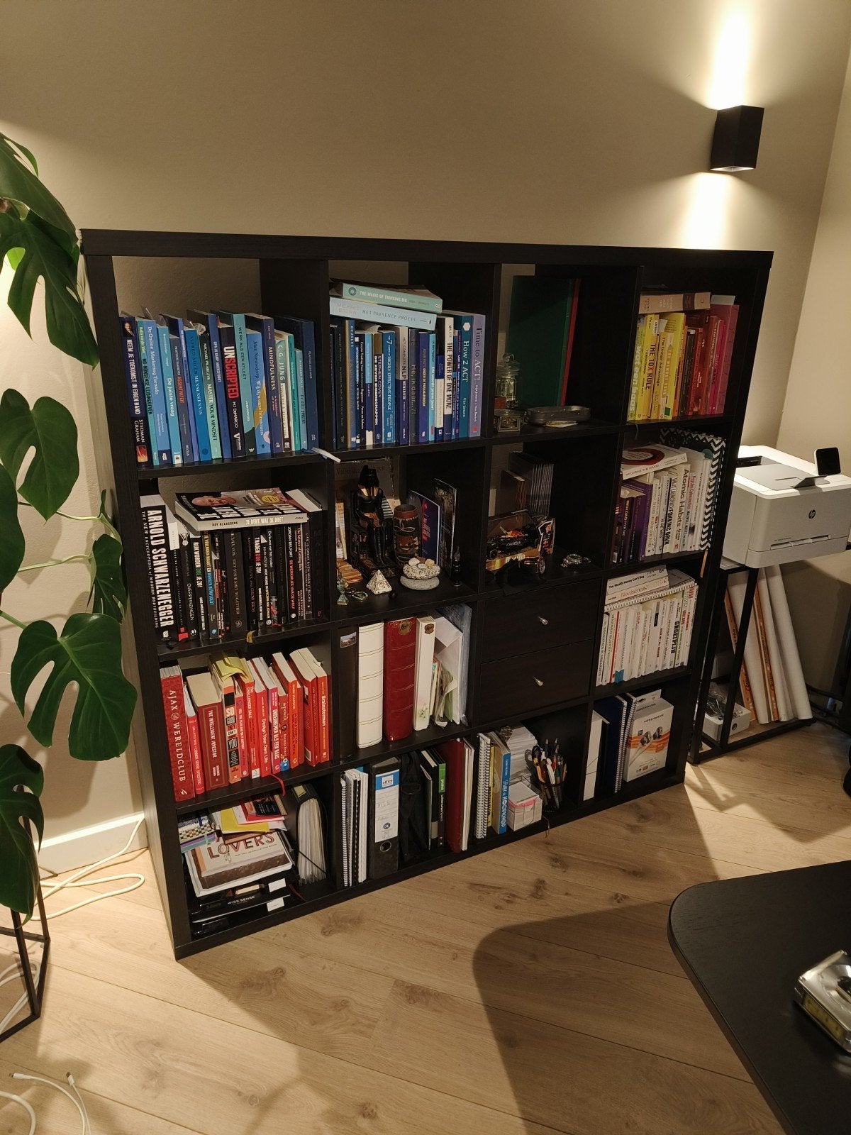 IKEA KALLAX kast – zwart eiken – 147 x 147 cm – 2 lades, Ophalen, 100 tot 150 cm, 100 tot 150 cm, Eikenhout