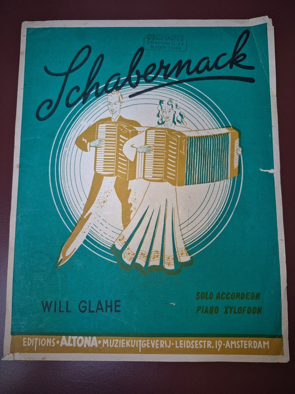 Schabernack - Will Glahe - Solo Accordeon bladmuziek, Gebruikt, Ophalen of Verzenden, Artiest of Componist, Accordeon