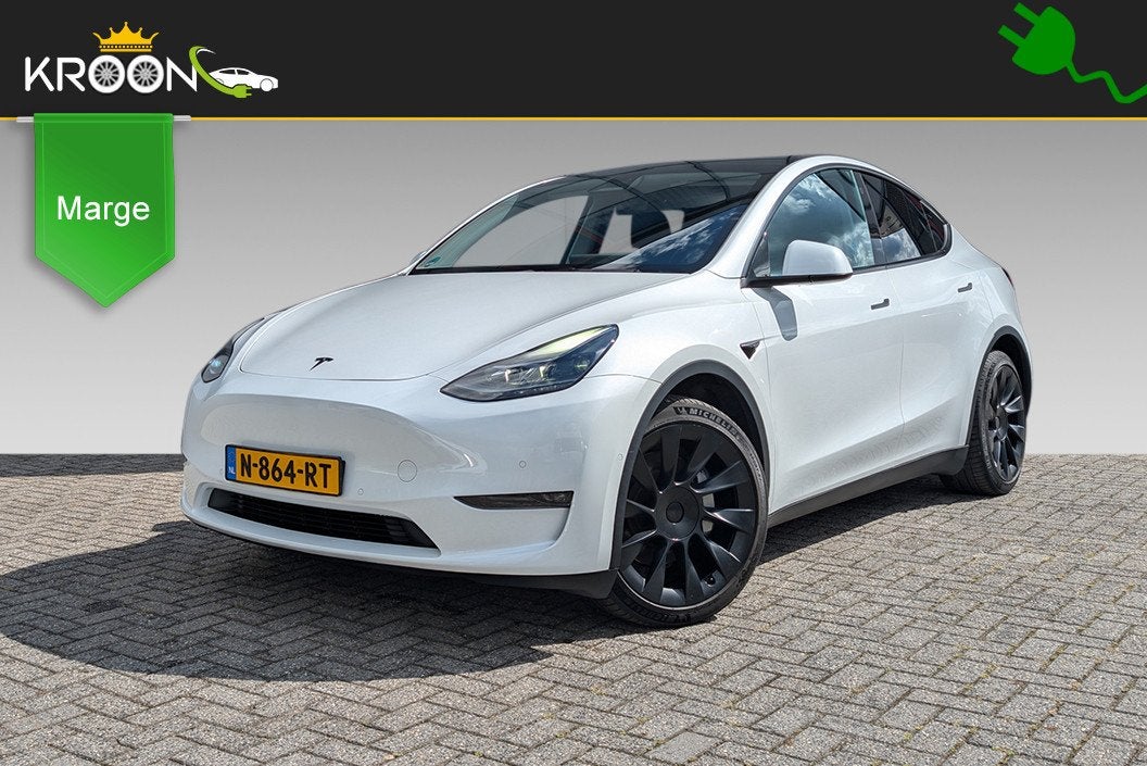 Tesla Model Y Long Range AWD 75kWh SOH 90% (bj 2021), Auto's, Tesla, Automaat, Dealer onderhouden, Gebruikt, Zwart