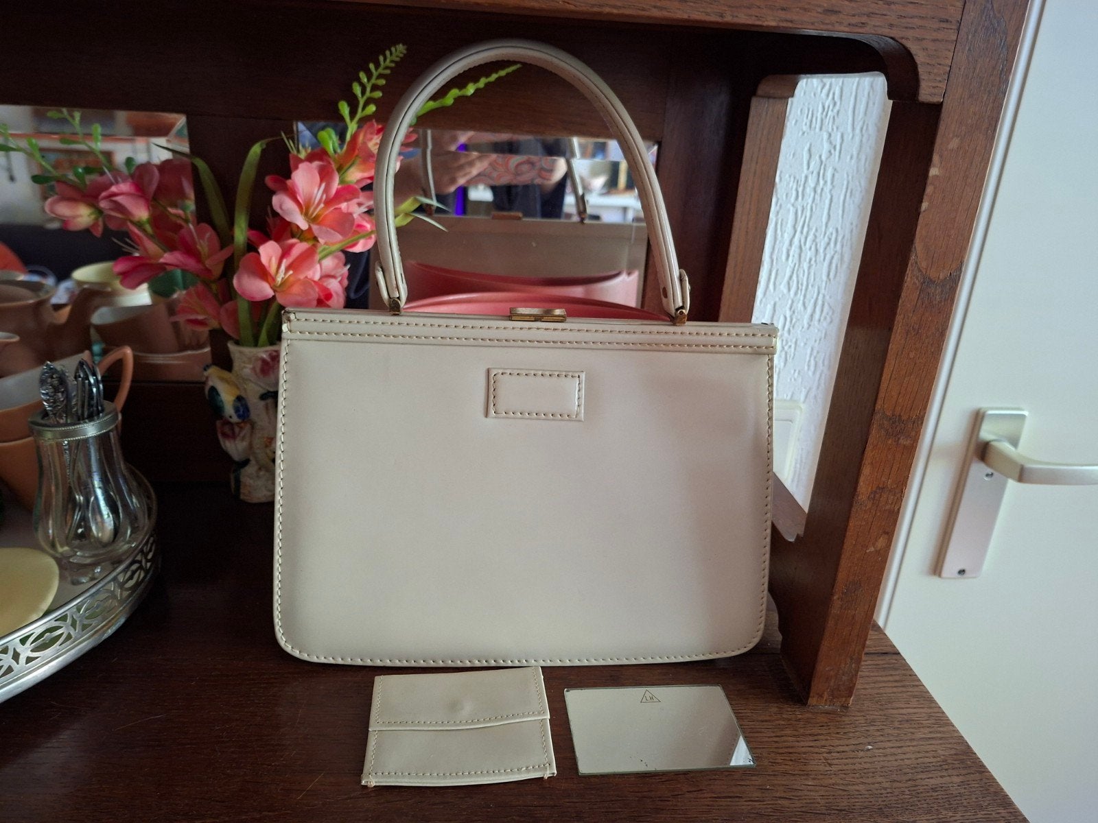 Vintage leren handtas Zumpolle, Ophalen, Beige, Handtas
