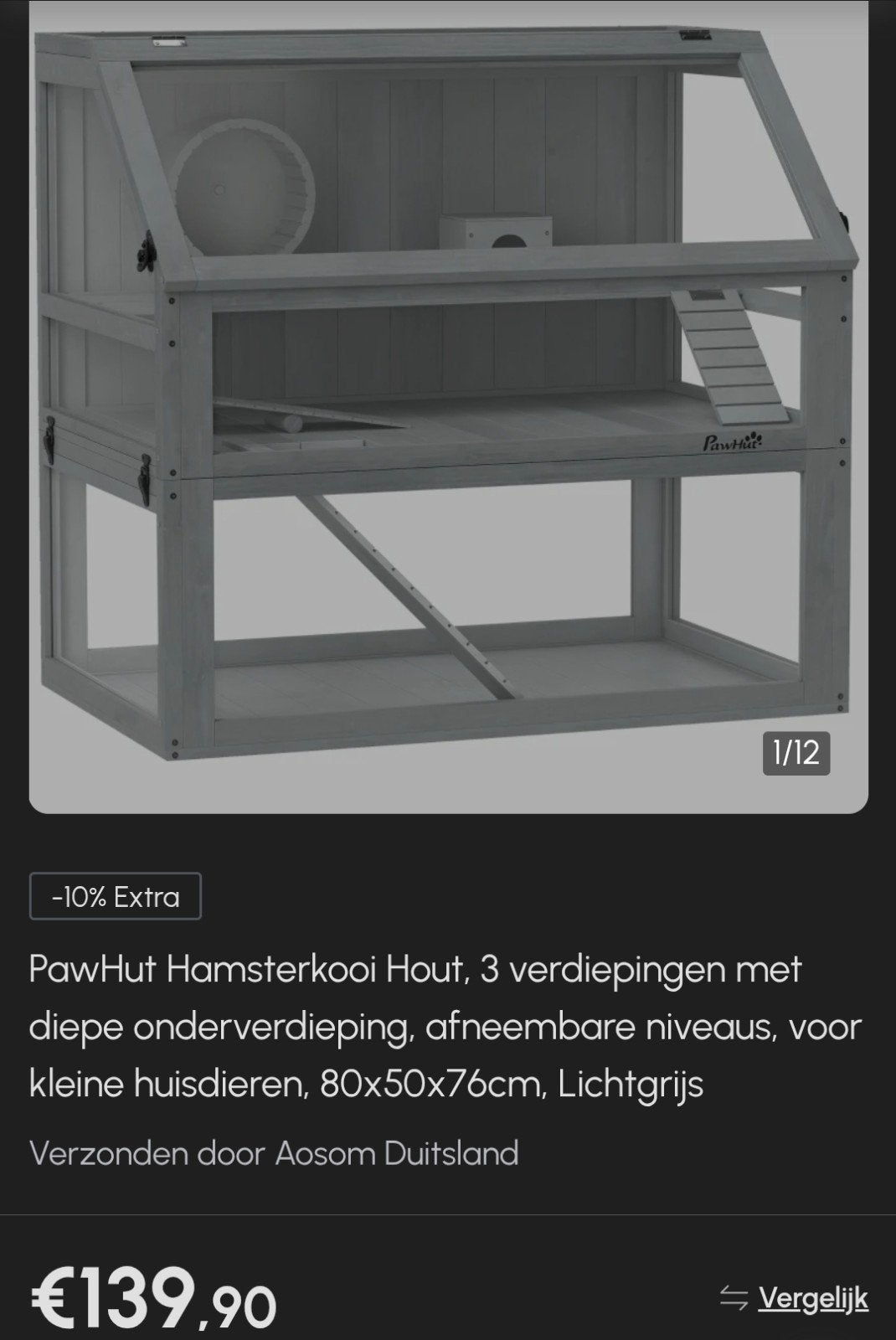 Hamster/knaagdieren verblijf Paw Hut, Dieren en Toebehoren, Minder dan 75 cm, Hok, Chinchilla, Ophalen
