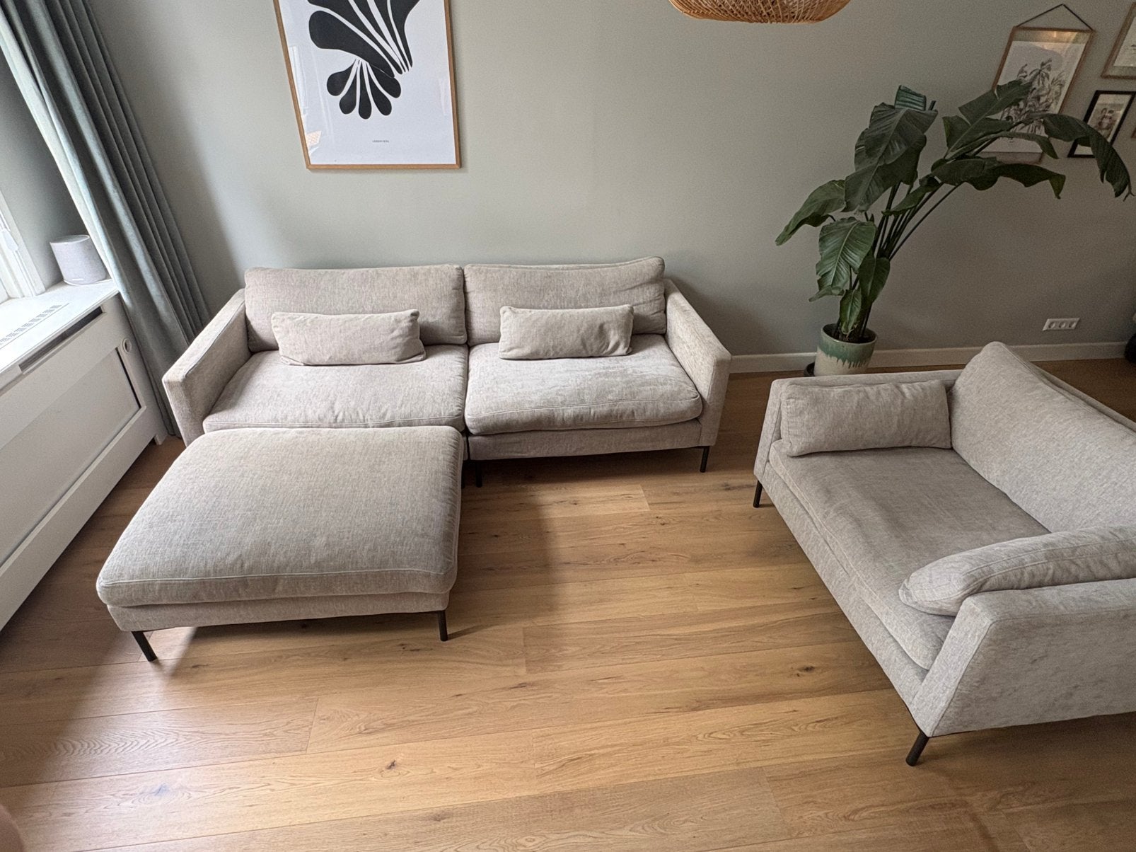 Zuiver Summer bankstel Latte 3-zits + loveseat + hocker, Ophalen, Gebruikt