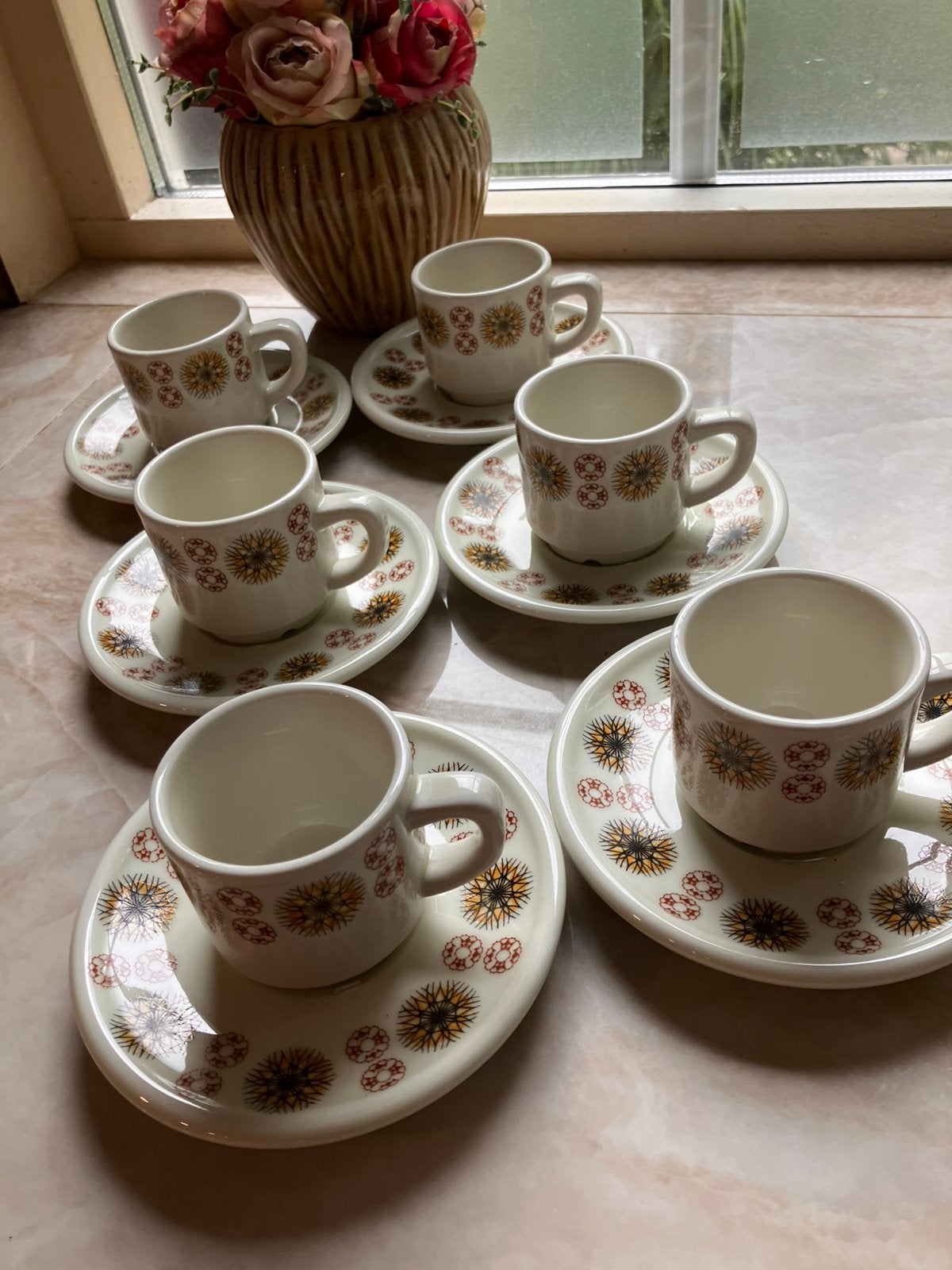 Mid Century Franse espresso kop  & schotels Chauvigny, Ophalen of Verzenden
